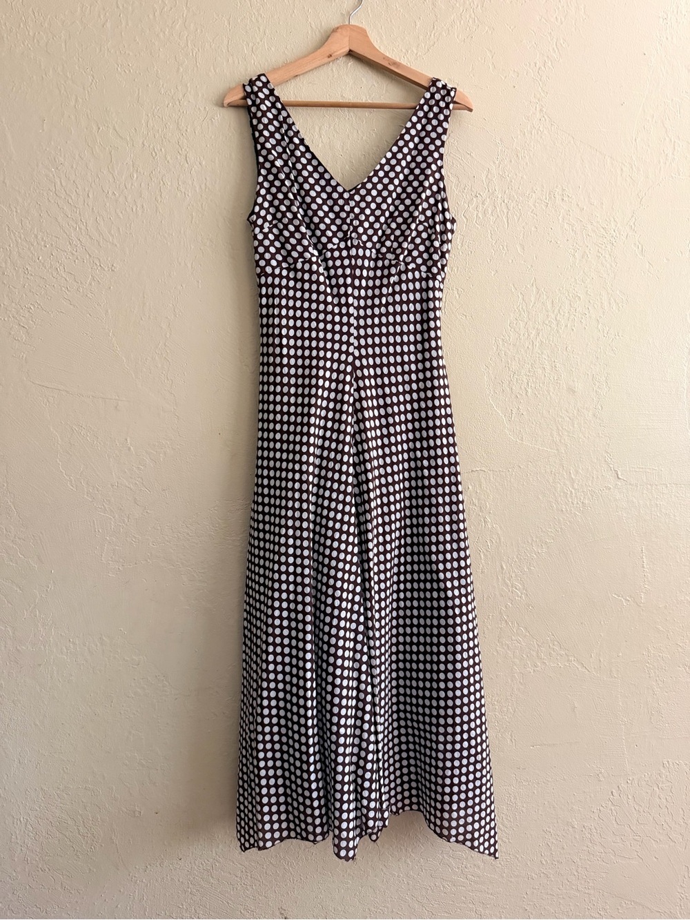 Paraphrase Brown land White Polka Dot Maxi Dress